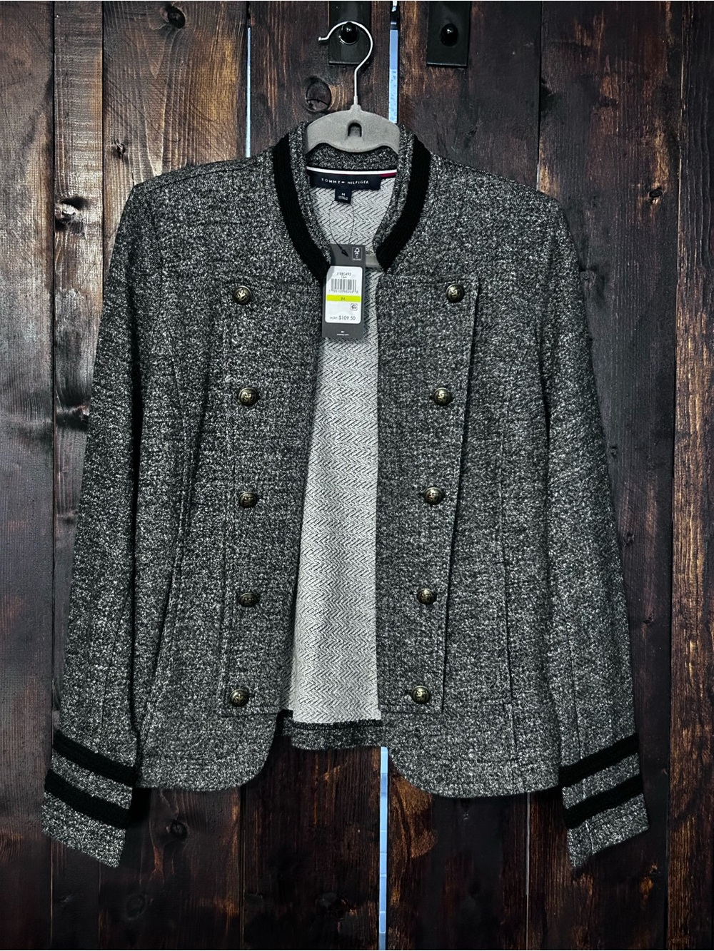 NWT Tommy Hilfiger Marled Knit Military Style Jacket Blazer Women’s Medium